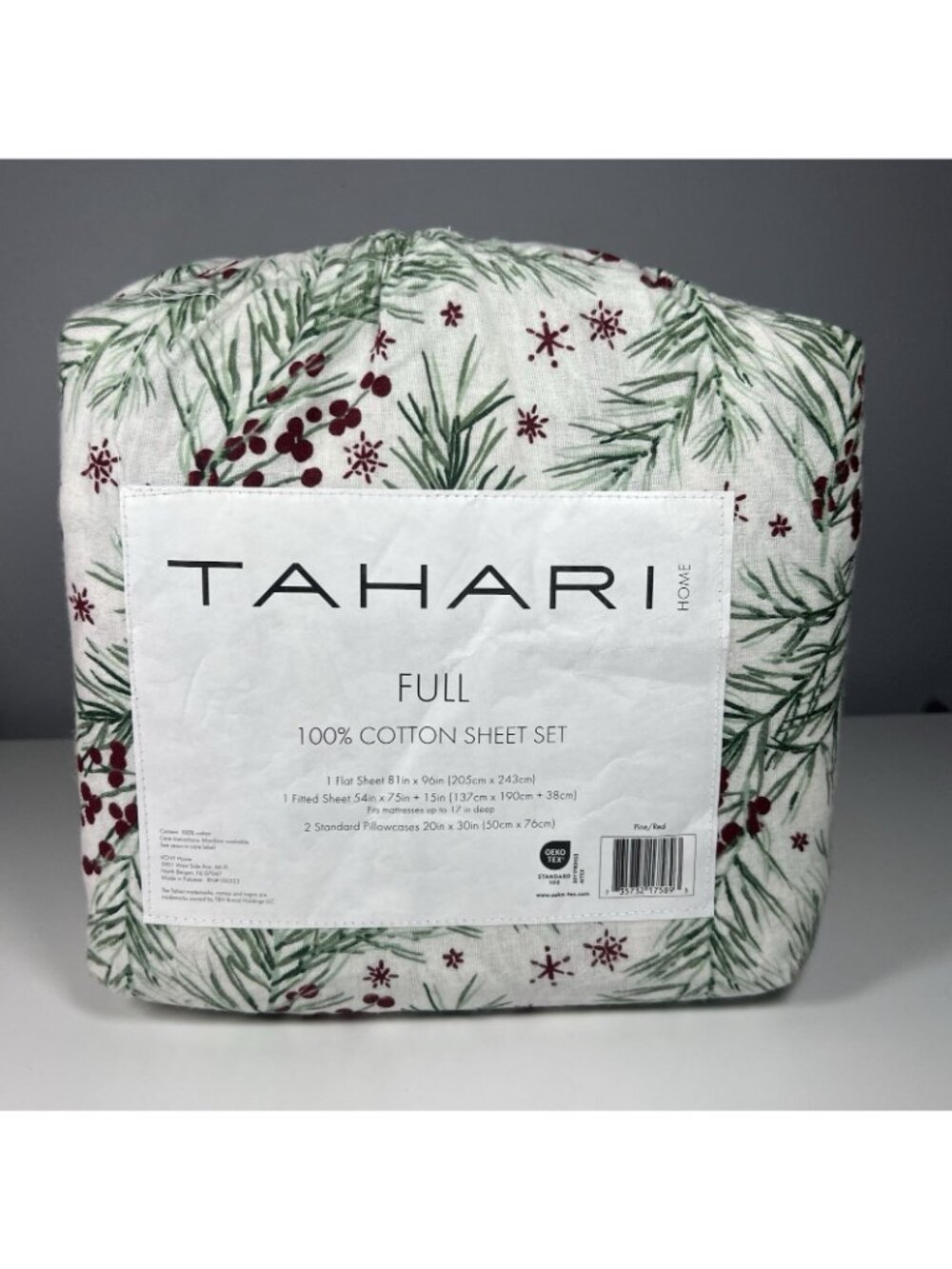 Tahari Home Pine Triple Brushed Cotton Flannel Bed Full Holiday Sheet Set - Picture 2 of 11